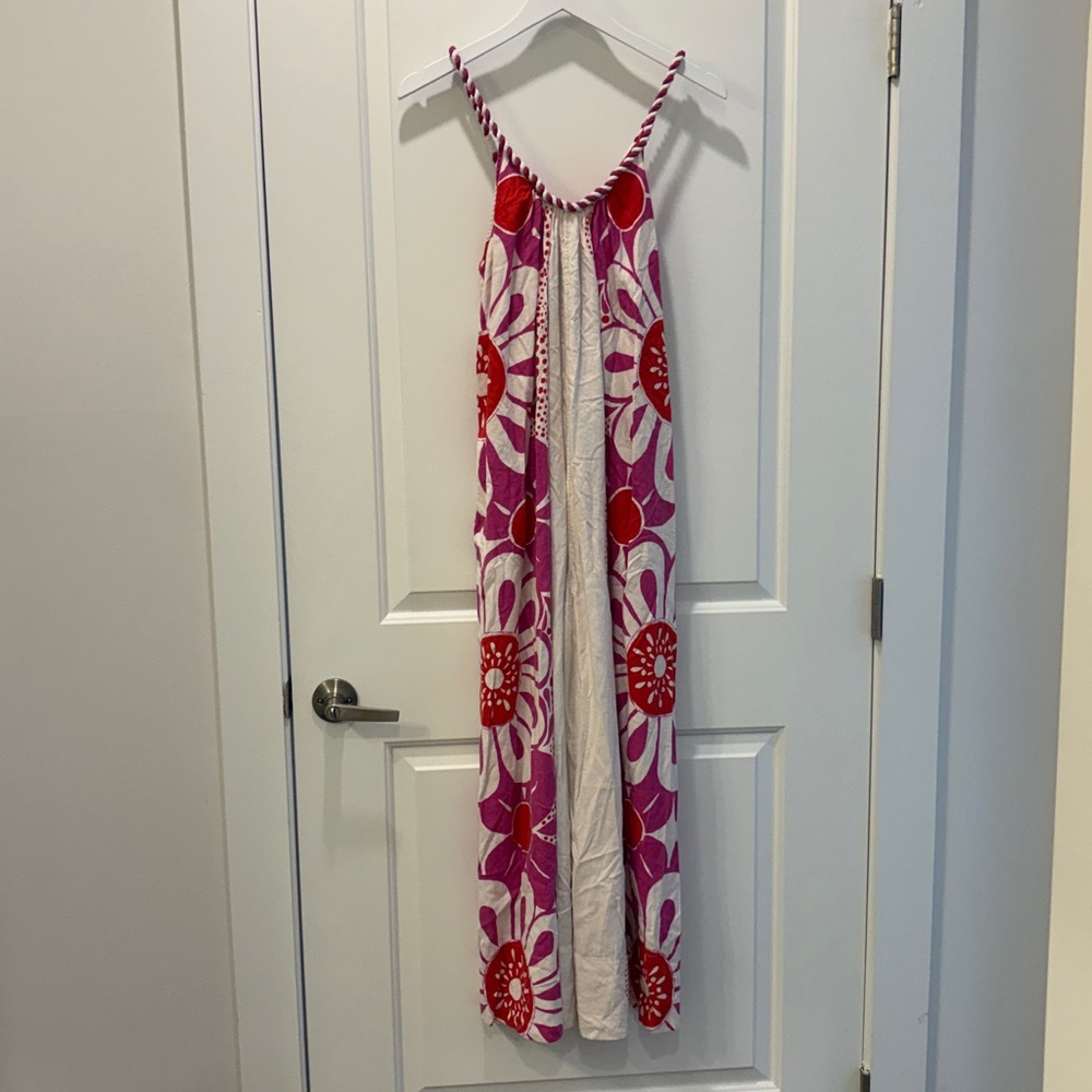 Farm Rio Maia Rope Trim Cotton Jumpsuit Pink Floral S - Picture 6 of 11